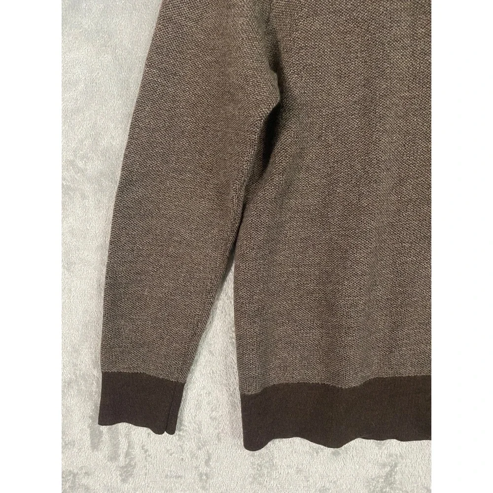 UNTUCKit Sweater Sz XL Brown Sorensen Merino Wool Mock Neck Button Knit Classic